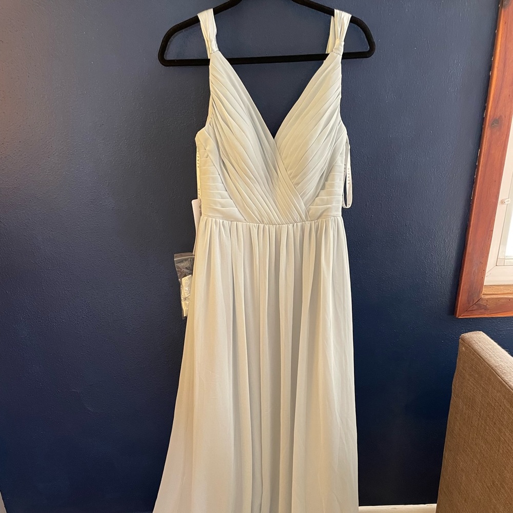 NWT Azazie Bridesmaids Dress with Satin Belt, color Mist, size 6